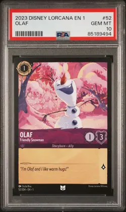 2023 DISNEY LORCANA EN 1-THE FIRST CHAPTER #52 OLAF - FRIENDLY SNOWMAN PSA 10 - Image 1