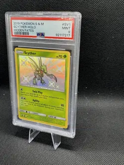 Pokemon TCG Scyther Hidden Fates SV1/SV94 Holo Shiny Holo Rare Psa 9 - Image 2