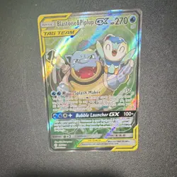 Blastoise & Piplup GX TAG TEAM Full Art Holo Ultra Rare 215/236 English - Image 1