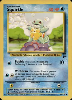 SQUIRTLE 93/130 COMMON BASE SET 2 POKEMON MP - Image 2