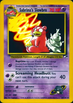 SABRINA'S SLOWBRO 60/132 UNCOMMON GYM HEROES POKEMON UNLIMITED LP - Image 1