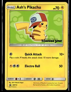Ash's Pikachu Sm112 I Choose You Black Star Promo English Pokemon Card (MP) - Image 1