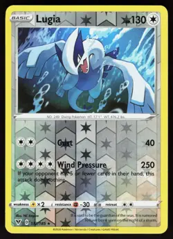 Lugia 132/185 Holo Rare Vivid Voltage Pokemon Reverse Holo Near Mint - Image 1
