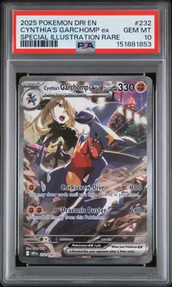 2025 POKEMON DRI SPECIAL ILLUSTRATION RARE #232 CYNTHIA'S GARCHOMP EX PSA 10 - Image 1