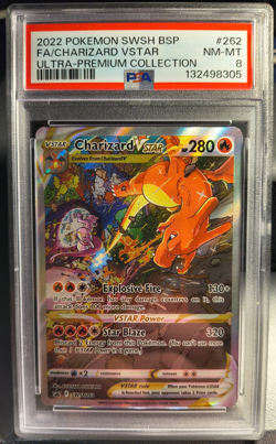 2022 POKEMON SWSH BLACK STAR PROMO #262 FULL ART/CHARIZARD VSTAR PSA 8 - Image 1