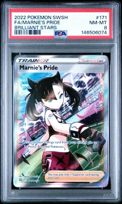 2022 Pokemon Sword & Shield Brilliant Stars #171 Full Art/Marnie's Pride - PSA 8 - Image 1