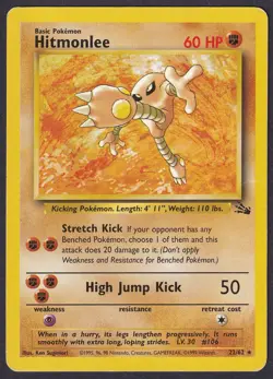 Pokemon Hitmonlee 22/62 Non-Holo Rare Fossil - Image 1
