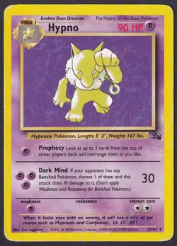 Pokemon Hypno 23/62 Non-Holo Rare Fossil - Image 1