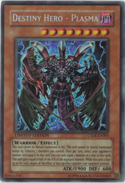 Yu-Gi-Oh! Destiny Hero - Plasma (NM) Limited Edition Secret Rare CT04-EN003 - Image 1