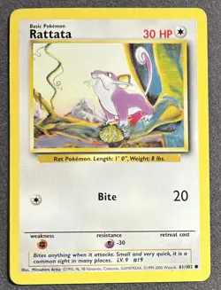 Pokemon Card Base Set Rattata 61/102 - Image 1