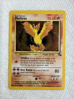1999 Pokemon Fossil Moltres Holo 12/62 Free Shipping - Image 1
