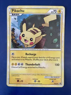 Pokemon 2010 Heart Gold Soul Silver Pikachu HGSS03 Black Star Promo Holo LP/NM - Image 1