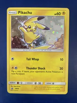 2017 Pokemon Sun & Moon Black Star Promo SM98 Pikachu Cosmos Holo NM - Image 1