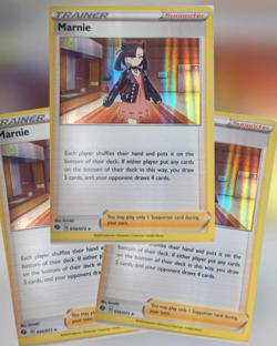 Holo 3 Pack of Pokemon Marnie #56 Trainer Trading Card Game 2020 - Image 1