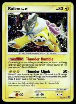 EX-NM Secret Wonders Raikou Holo Rare 16/132 2007 Pokemon TCG - Image 1