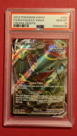 PSA 10 Rayquaza VMAX 102/159 Crown Zenith Ultra Rare Full Art Pokemon TCG - Image 1