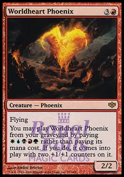 Worldheart Phoenix 2x FOIL CON MTG Conflux Rare MINT red - Image 1