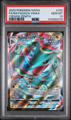 2023 Pokemon Crown Zenith #102 Rayquaza Vmax PSA 10 - Image 1