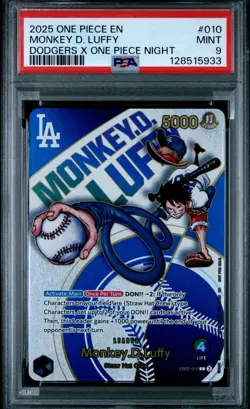 [PSA 9] Monkey D Luffy EB02-010 Dodgers X ONE PIECE Night Promo English - Image 1