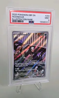 2023 POKEMON OBF EN-OBSIDIAN FLAMES ILLUSTRATION RARE #204 HOUNDOUR PSA 9 - Image 1