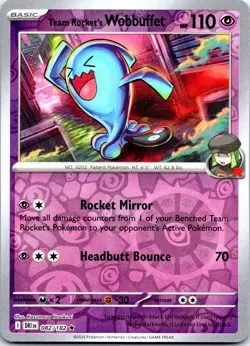Pokemon Team Rocket's Wobbuffet SV10: Destined Rivals DRI REVERSE HOLO 082/182 N - Image 1