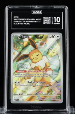 2025 Pokemon SV Prismatic Evolutions #173 Black Star Promo Eevee TAG 10 (2002) - Image 1