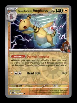 Team Rocket's Ampharos 074/182 Uncommon Destined Rivals Pokemon Reverse Holo NM - Image 1