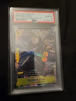 2025 ONE PIECE PROMOS ILLUSTRATION BOX VOL.3 #113 RORONOA ZORO PSA 10 - Image 3
