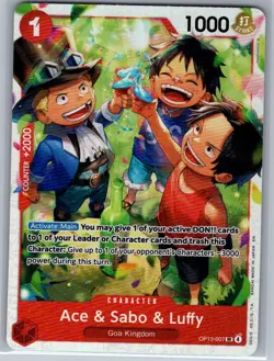 Ace & Sabo & Luffy OP13-007 SR Carrying On His Will - One Piece Card - NM - Image 1