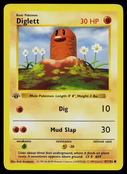 Pokemon Card - Diglett Base Set Shadowless 47/102 1st Edition Common - Image 1