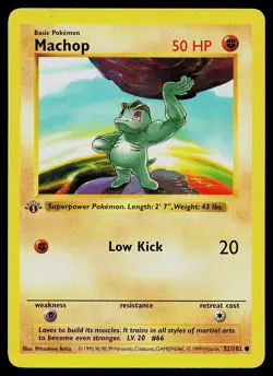 Pokemon Card - Machop Base Set Shadowless 52/102 1st Edition Common - Image 1