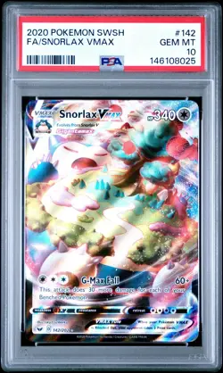 PSA 10 POKEMON 2020 FA SNORLAX VMAX #142 SWORD & SHIELD - Image 1