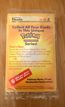 Sealed Pikachu #4 WB Movie Promo 1999 Pokemon WOTC Black Star Promo NEW MINT - Image 1
