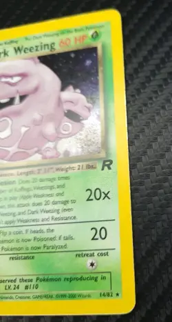 Pokemon TCG Team Rocket Dark Weezing Holo Rare Base Set 14/82 - MP Condition - Image 2