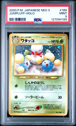 2000 Pokemon P.M. Japanese Neo 3 Revelation JUMPLUFF Holo #189 PSA 9 MINT Rare! - Image 1