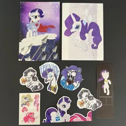 My Little Pony MLP G4 FiM Rarity Print Stickers Cards Flat Goods Lot - Image 1