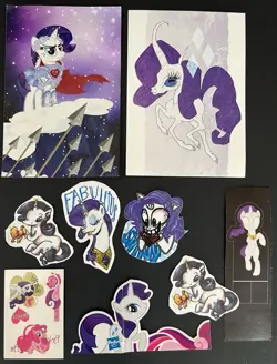 My Little Pony MLP G4 FiM Rarity Print Stickers Cards Flat Goods Lot - Image 2