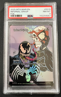 MTG Marvel Spider-man Infernal Grasp (Foil) Mythic MAR 0018 PSA8 - Image 1