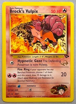 Pokemon Brock's Vulpix 37/132 W Gold Stamp Promo - 2000 Gym Challenge - LP to NM - Image 1