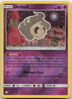 Duskull 83/236 Common Cosmic Eclipse Pokemon Reverse Holo Near Mint - Image 1