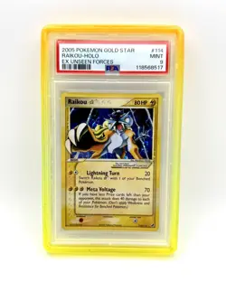 2005 Pokemon Gold Star EX Unseen Forces #114 Raikou Holo PSA 9 MINT - Image 1