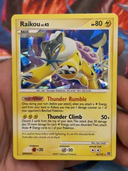 Pokemon Raikou 16/132 Diamond & Pearl Cracked Ice Holo 2007 Basic 80HP - Image 1