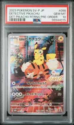 2023 Pokemon SV-P Japanese Detective Pikachu #098/SV-P PSA 10 - Image 1