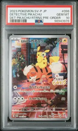 2023 Pokemon SV-P Japanese Detective Pikachu #098/SV-P PSA 10 - Image 1