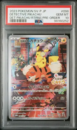 2023 Pokemon SV-P Japanese Detective Pikachu #098/SV-P PSA 10 - Image 1