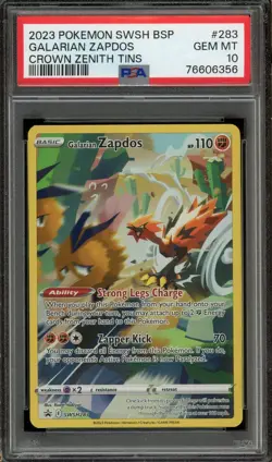 2023 Pokemon Swsh BSP Crown Zenith Tin Galarian Zapdos #283 PSA 10 Gem Mint - Image 1