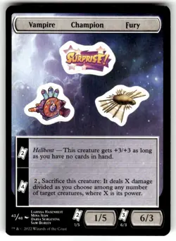 MTG Unfinity Sticker Sheet - Vampire / Champion / Fury #043 - Image 1