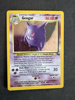 WotC Fossil Gengar Holo 5/62 Pokemon Card – Played Vintage - Image 1
