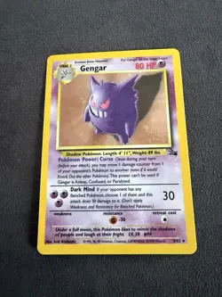 WotC Fossil Gengar Holo 5/62 Pokemon Card – Played Vintage - Image 2