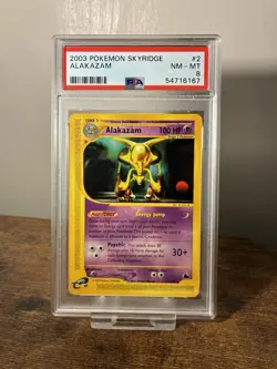 PSA 8 Alakazam 2/144 Skyridge 2003 Pokemon Card Non Holo Near Mint Rare - Image 1